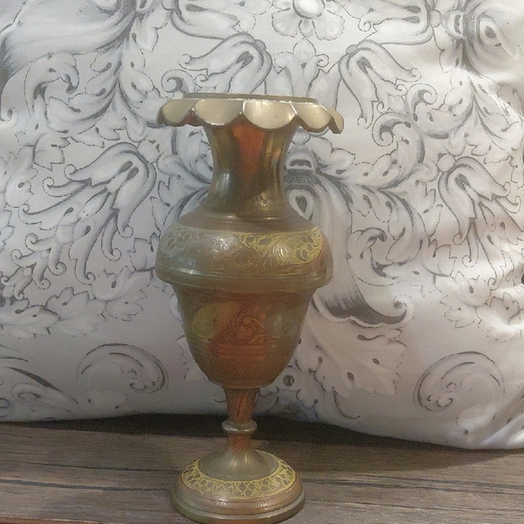 INDIA SOLID BRASS VASE Vintage - Picture 2 of 10